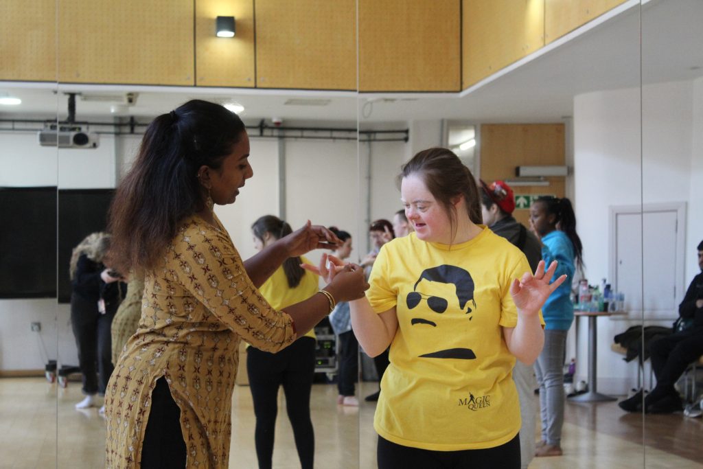 Arts Academy students playing in the studio